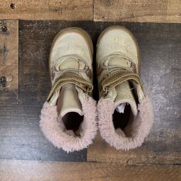 Carters Little Girls Size 7 Sarang Warm Winter Fashion Boots Tan Fur Booties - Picture 5 of 11